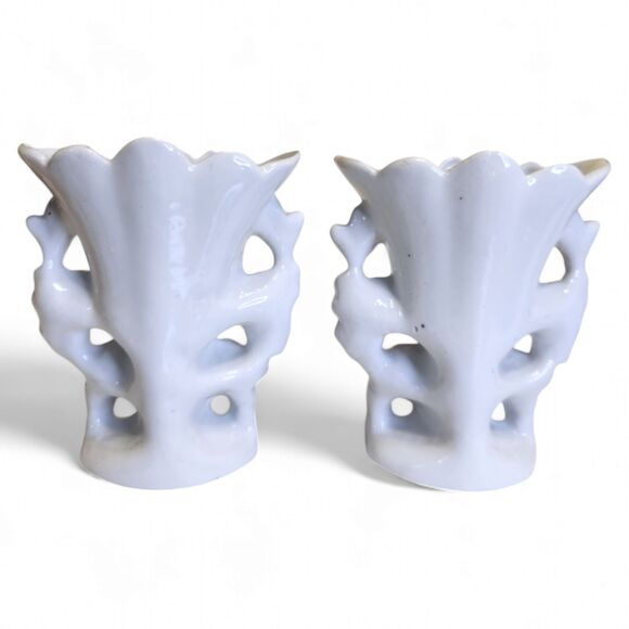 Antique French Bridal Vases - Set of 2, Hand Painted Porcelain, Marked '1834' - Picture 9 of 11